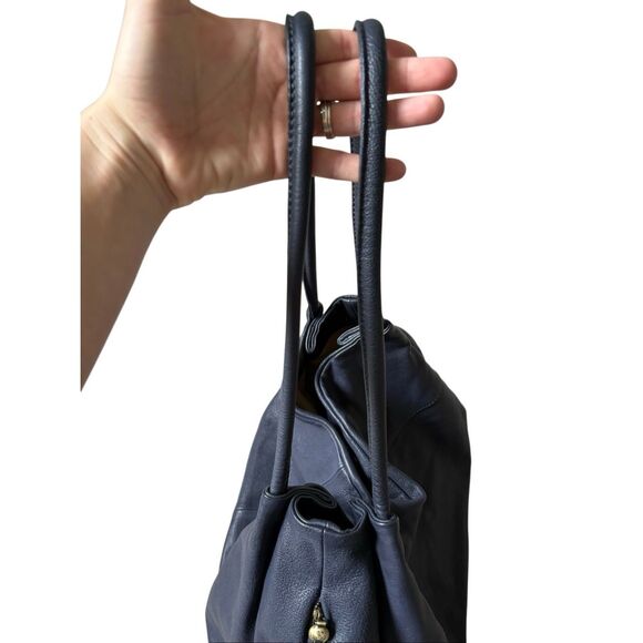 HOBO Prima Soft Leather Tote Shoulder Bag Purse Navy Blue - Picture 8 of 16